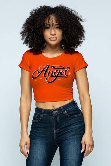 Angel Print Crop Top - Paelyn Boutique